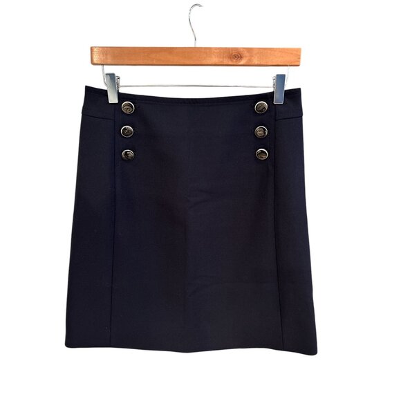 Club Monaco Dresses & Skirts - Club Monaco Womens Dark Blue with Bkack Button-Decorated A-Line Skirt Size 6 Pol